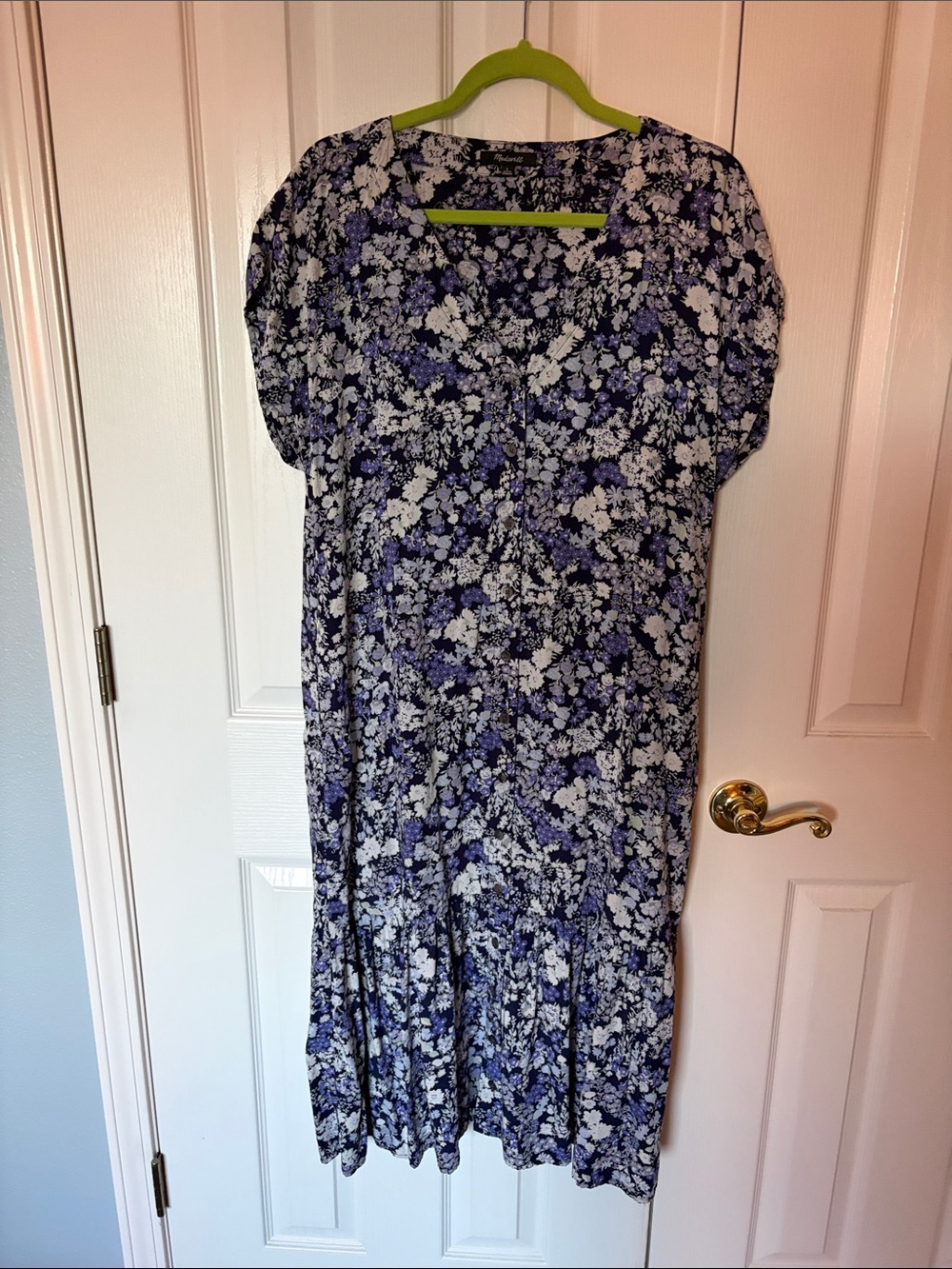 Madewell Navy and White Floral Midi Dress
